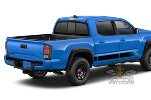 Rocker Triple Blue Color Stripes Graphics Vinyl Decals Compatible with Toyota Tacoma