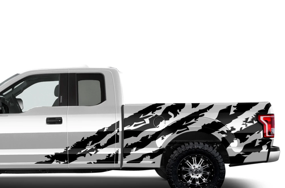 Shred Bed Sticker Graphics Vinyl Decals Compatible with Ford F150 Super Cab 6.5''