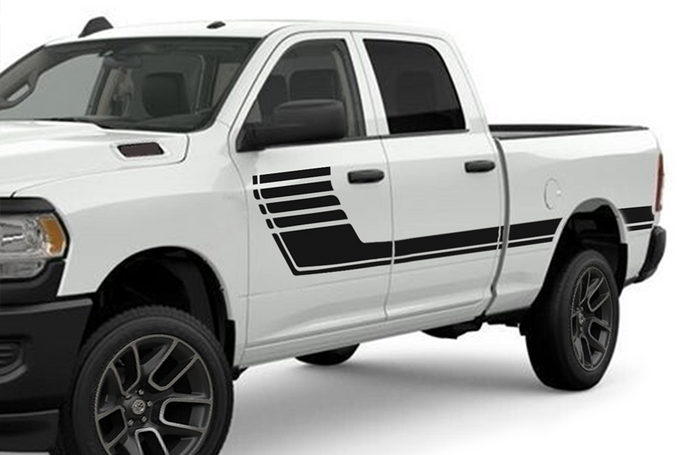 Side Hockey Graphics Kit Vinyl Decals Compatible with Dodge Ram 2500 Crew Cab