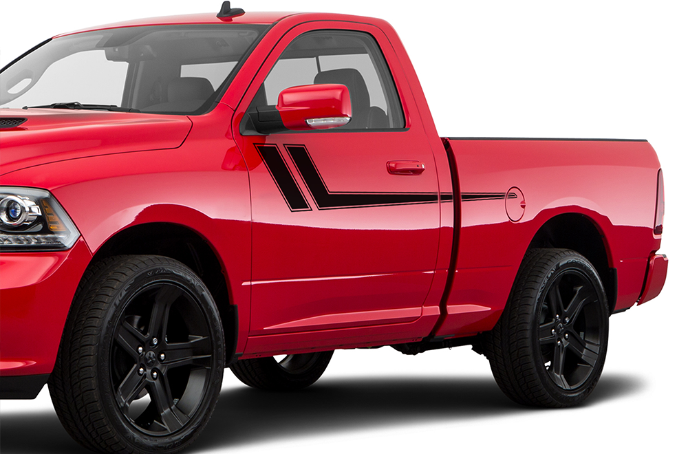 Side Hockey Stripes Graphics Vinyl Decals Compatible with Dodge Ram Regular Cab 1500