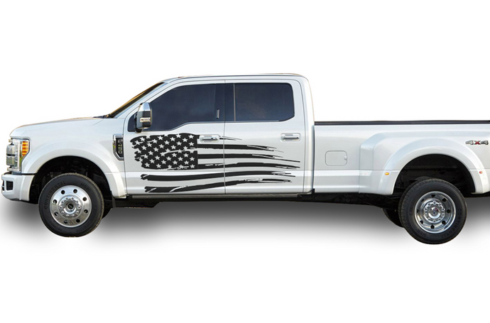 Ford F450 Decals Side USA Flag Graphics Compatible With Ford F450