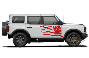 Side Doors USA Flag Graphics Vinyl Decals for Ford bronco