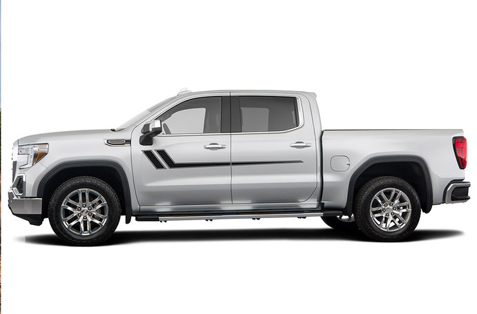 Side Hockey Stripes Graphics Vinyl Decals Compatible with GMC Sierra Crew Cab
