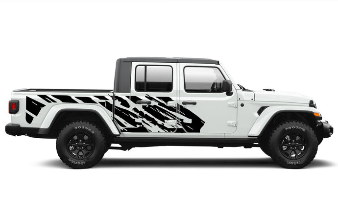 Side Shred Graphics Vinyl Decal Compatible with Jeep JT Gladiator 4 Door