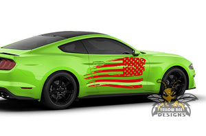 Side USA Flag Decals Graphics Vinyl Stickers Compatible with Ford Mustang