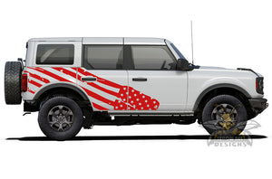 Side US Flag Graphics Vinyl Decals for Ford bronco
