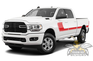Side Hockey Stripes Graphics Vinyl Decal Compatible with Dodge Ram Crew Cab 3500 Bed 6'4”