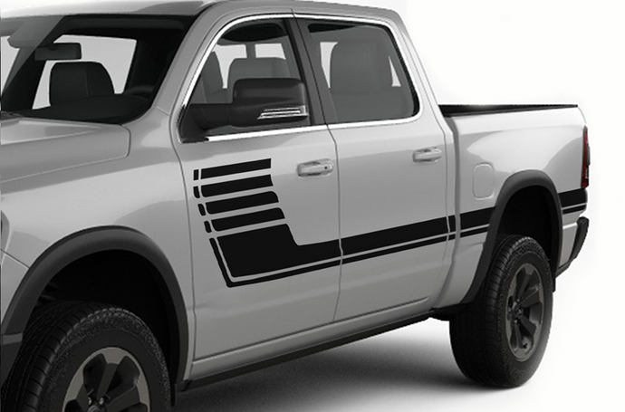 Speed Stripes Graphics Kit Vinyl Decal Compatible with Dodge Ram 1500 Crew Cab