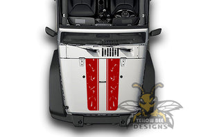 Stripes Hood JK Wrangler Stickers Decals Compatible with Jeep