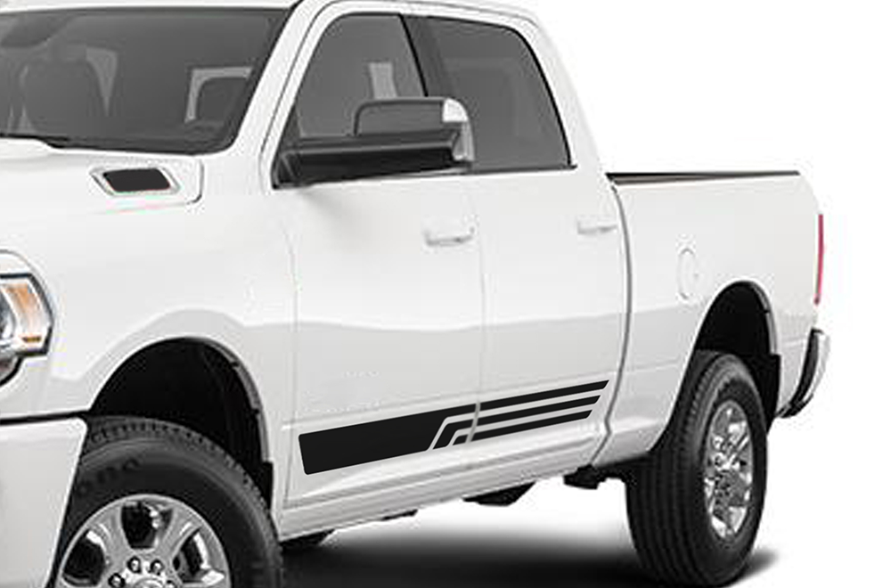 Three Lines Stripes Graphics Vinyl Decal Compatible with Dodge Ram Crew Cab 3500 Bed 6'4”