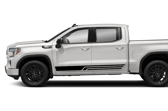 Triple Side Stripes Graphics Vinyl Decals Compatible with GMC Sierra Crew Cab