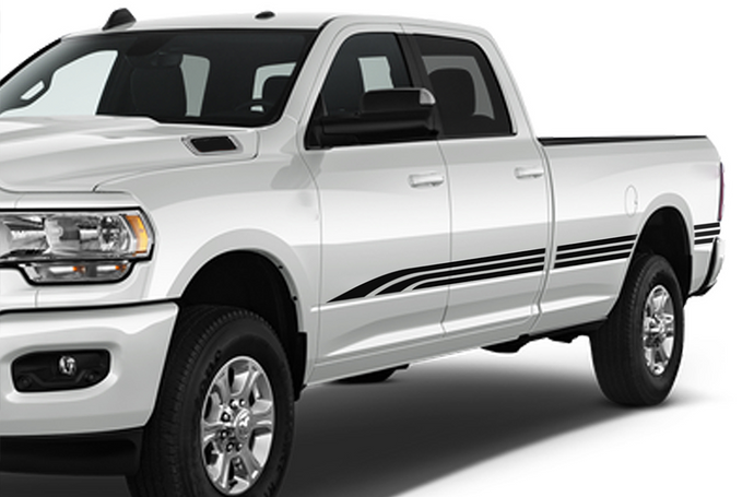 Triple Stripes Graphics Kit Vinyl Decals Compatible with Dodge Ram Crew Cab 3500 Bed 8”