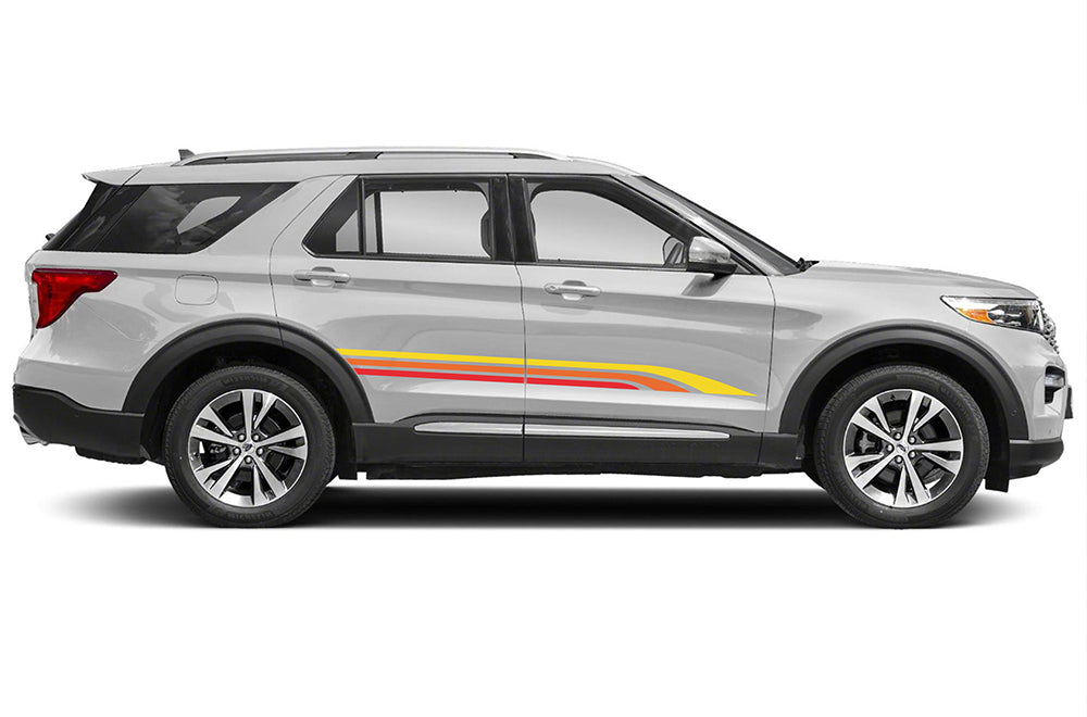 Triple Stripes Red Yellow Orange Graphics For Ford Explorer decals