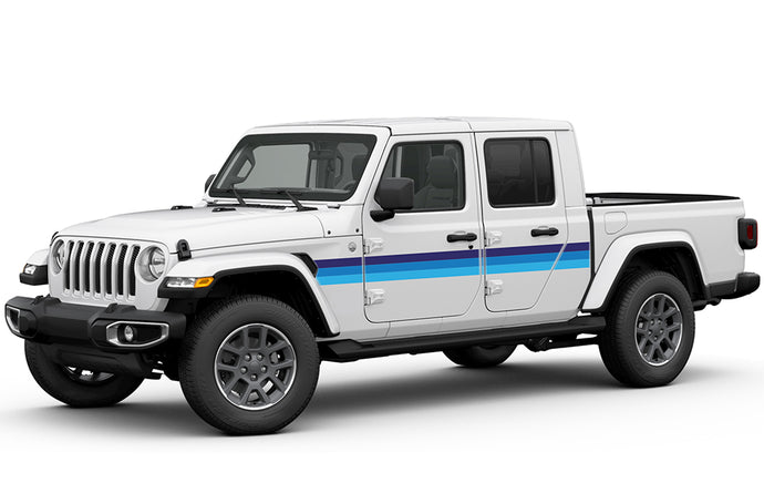 Triple Side Door Retro Stripes Graphics Decals For Jeep Gladiator