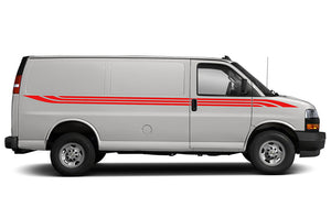Triple Stripes Graphics Vinyl Decals Compatible with Chevrolet Express