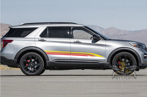 Triple Stripes Red Yellow Orange Graphics For Ford Explorer decals