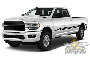 Triple Stripes Graphics Kit Vinyl Decals Compatible with Dodge Ram Crew Cab 3500 Bed 8”, 2019, 2020