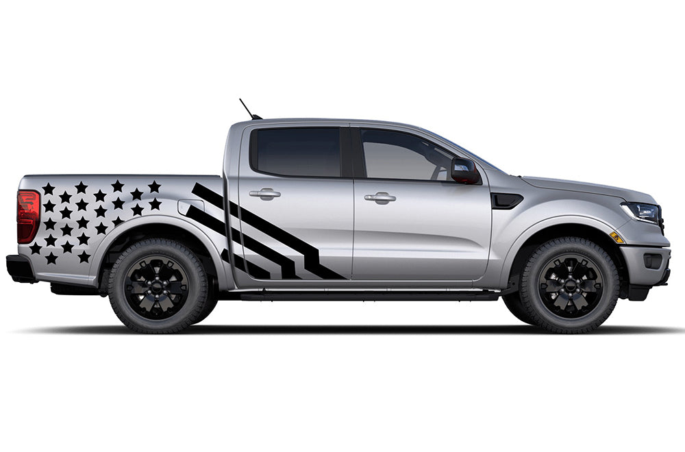 US Flag Side Graphics Decals Compatible with Ford Ranger