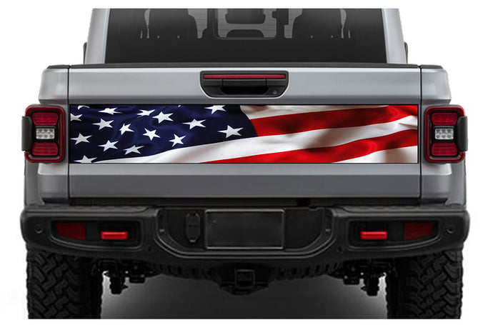 US Flag Tailgate Door Decals Vinyl Compatible with Jeep JT Gladiator  (8x53 inches)