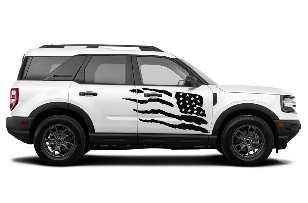 USA Door Flag Side Graphics Vinyl Decals Compatible with Ford Bronco Sport