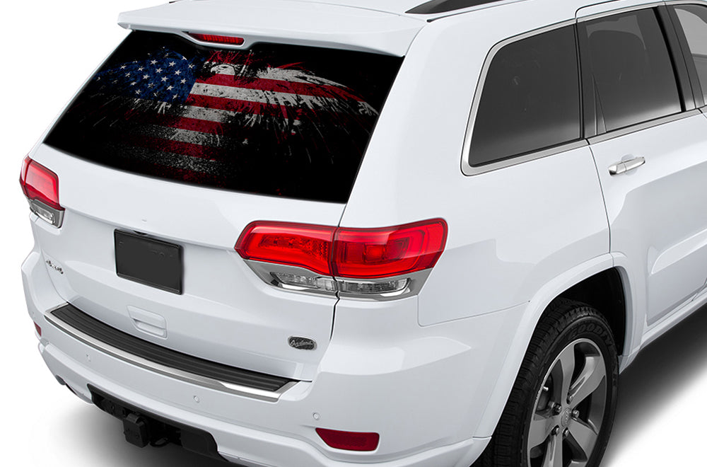 Geeup Rear Window Sticker Perforate USA Eagle Jeep Grand Cherokee Rear Window Decals