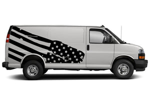 USA Flag Graphics Vinyl Decals Compatible with Chevrolet Express