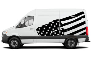 USA Flag Graphics Vinyl Decals Compatible with Mercedes Sprinter