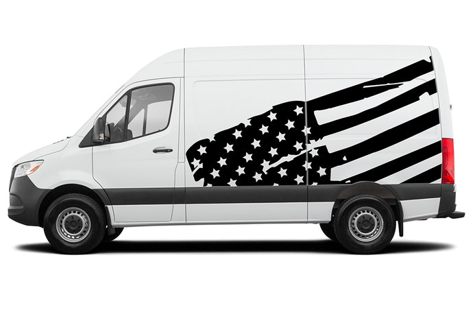 USA Flag Graphics Vinyl Decals Compatible with Mercedes Sprinter