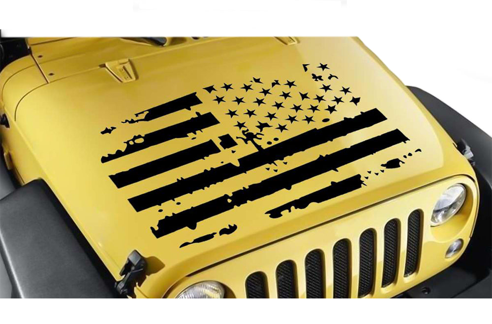USA Flag Hood Graphics Vinyl Decals Compatible with Jeep JL Wrangler 2018-Present