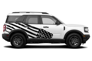 USA Flag Side Graphics Vinyl Decals Compatible with Ford Bronco Sport