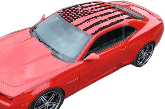 USA Roof Flag Decals Graphics Vinyl Compatible with Chevrolet Camaro
