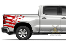 Load image into Gallery viewer, USA Flag Bed Graphics Vinyl Decals for Chevrolet Silverado