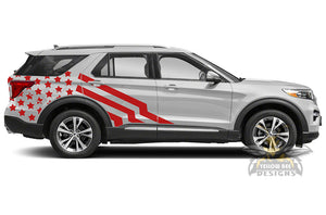 USA Flag Side Door Graphics For Ford Explorer decals