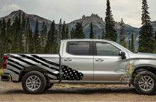 Load image into Gallery viewer, USA Flag Side Graphics Vinyl Decals Compatible with Chevrolet Silverado 1500 Crew Cab