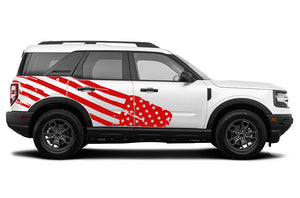 USA Flag Side Graphics Vinyl Decals Compatible with Ford Bronco Sport