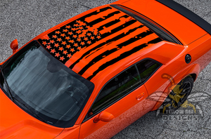 USA Flag Roof Graphics Decal Compatible with Dodge Challenger.2016, 2017, 2018, 2019, 2020.Black