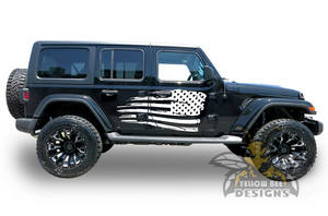 USA Flag Side Graphics Kit Vinyl Decal Compatible with Jeep JL Wrangler 2018-Present