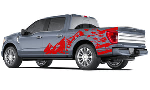 Ford F150 US Flag & Mountains Graphics Decals For Ford F150
