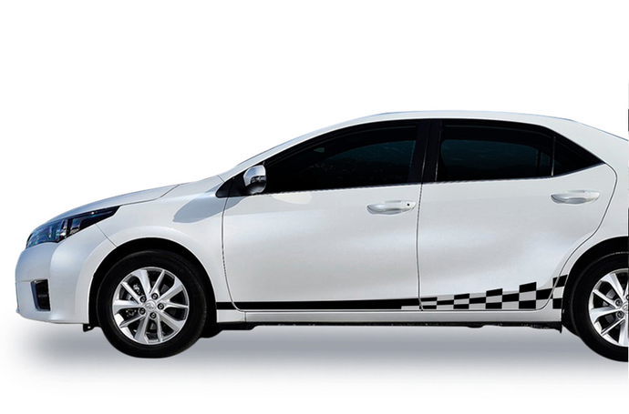 Wavy Side Stripes Graphics Vinyl Decals Compatible with Toyota Corolla