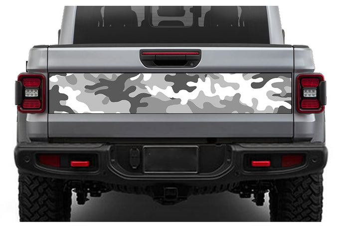 White Camouflage Tailgate Door Decals Vinyl Compatible with Jeep JT Gladiator  (8x53 inches)