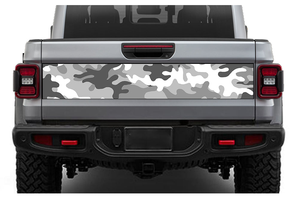 White Camouflage Tailgate Door Decals Vinyl Compatible with Jeep JT Gladiator 4 Door 2020 (8x53 inches)