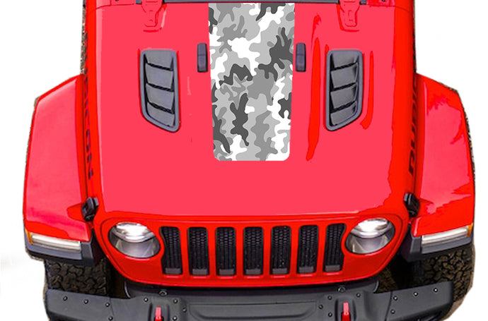 Jeep JT Gladiator Hood White Camouflage Graphics compatible with JT Gladiator