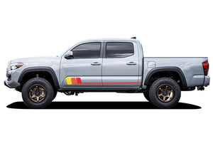 Lower Racing retro stripes (Red, Orange, Yellow) Compatible with Toyota Tacoma Double Cab